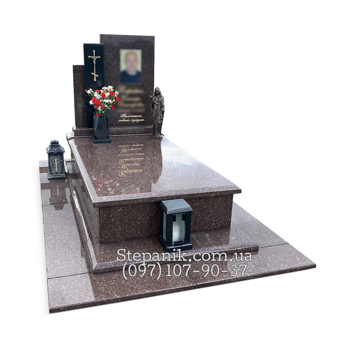 Одинарний пам'ятник з граніту Токівський та Габро прямокутний (Модель 139)